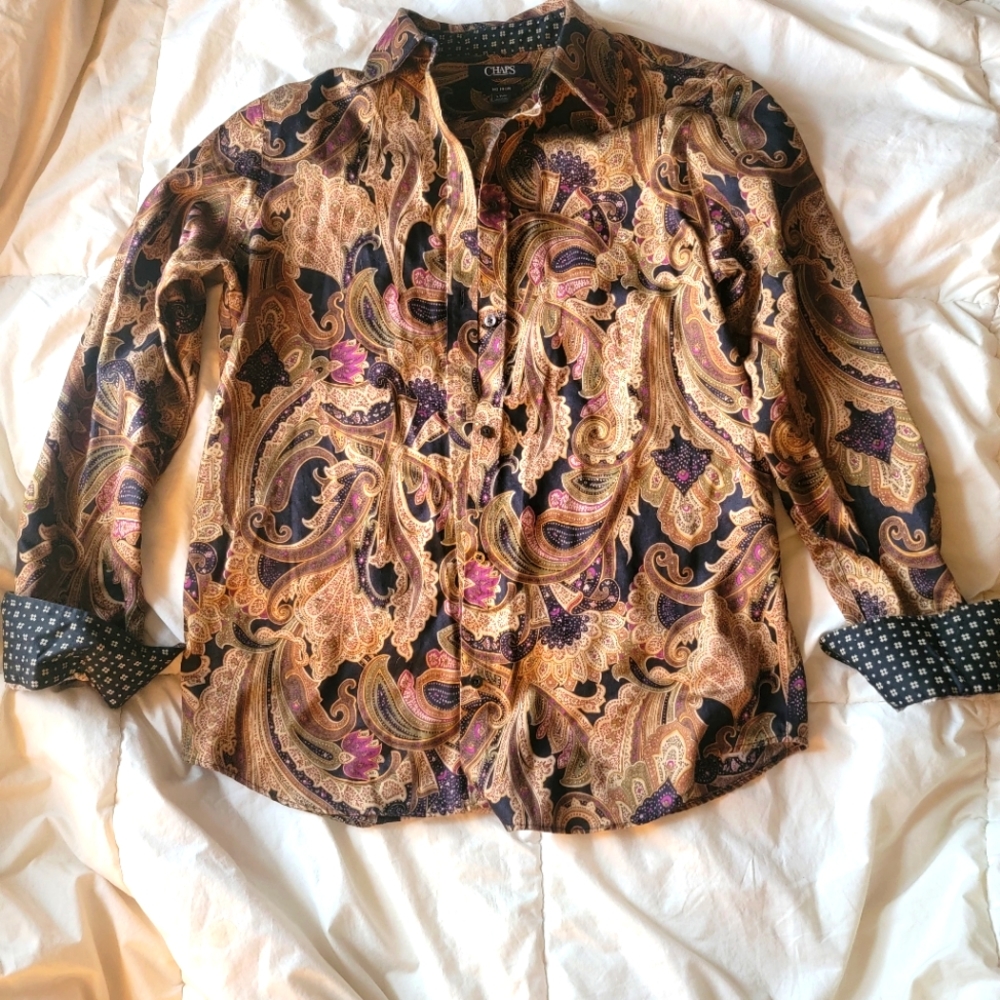 Chaps button-down paisley print dress shirt size S